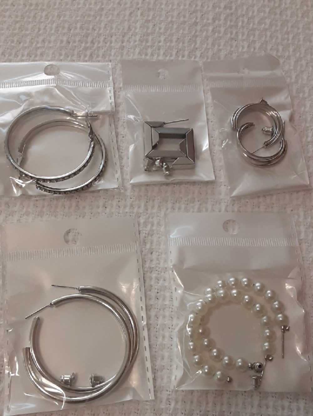 Silver-Tone and Gold-tone Hoop & Pearl Mix Earring Set for Women